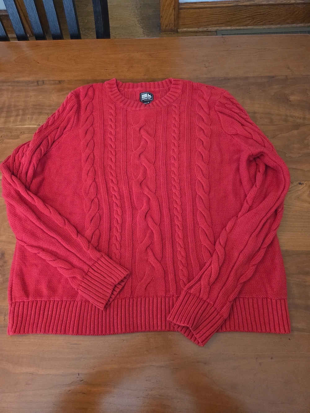 Eddie Bauer Women's Heavy Red Cable Crewneck Sweater